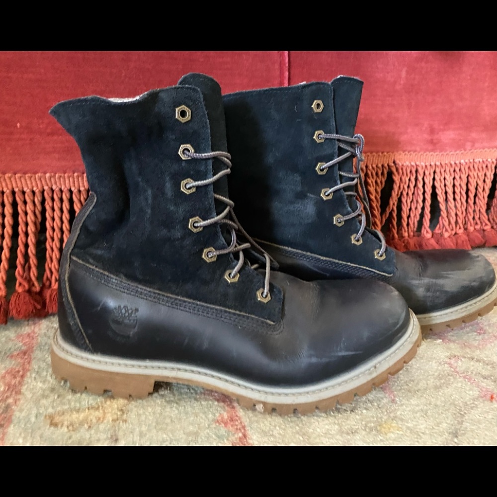 Timberland Navy Jayne Fleece Fold Down Boots